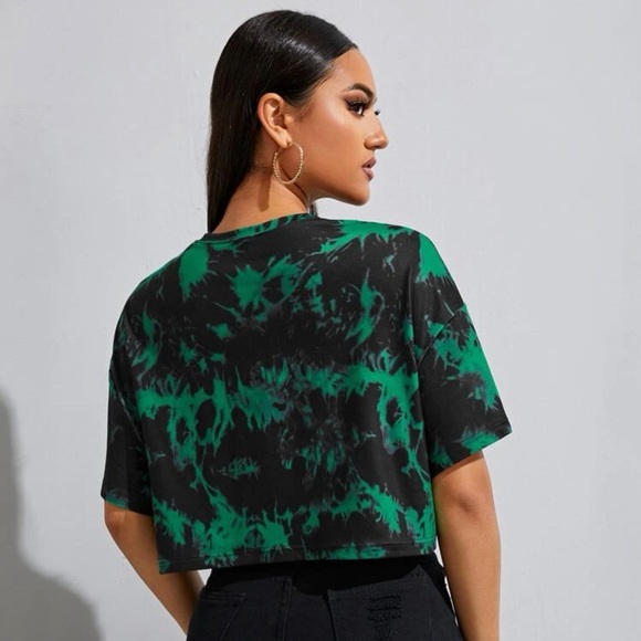 NWOT- SHEIN EZwear Drop Shoulder Letter Graphic Tie Dye Tee - Picture 3 of 5